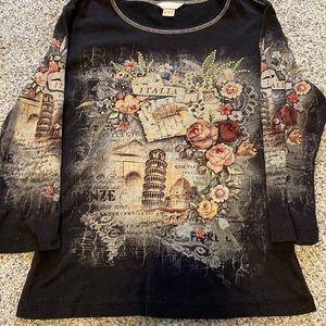 Christopher and Banks Italy Graphic Deisgn Shirt Womens Small